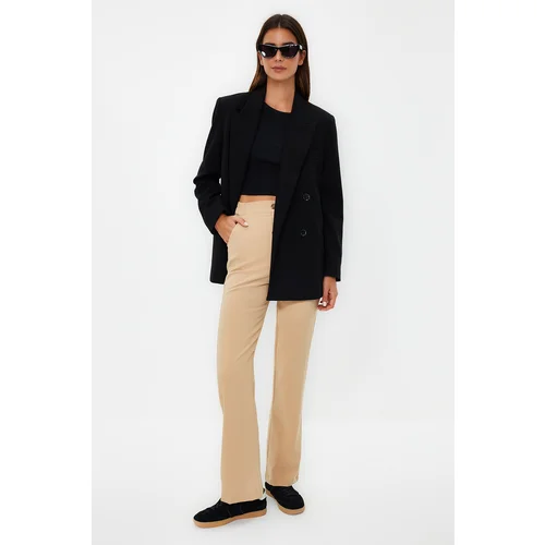 Trendyol Beige Straight Cut/Straight Woven Trousers