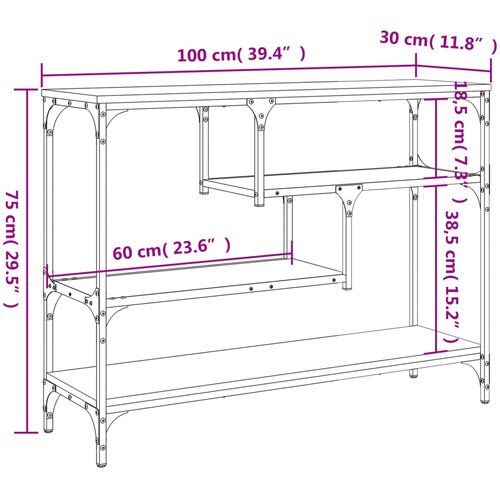  Konzolni stol crni 100 x 30 x 75 cm od konstruiranog drva Slike