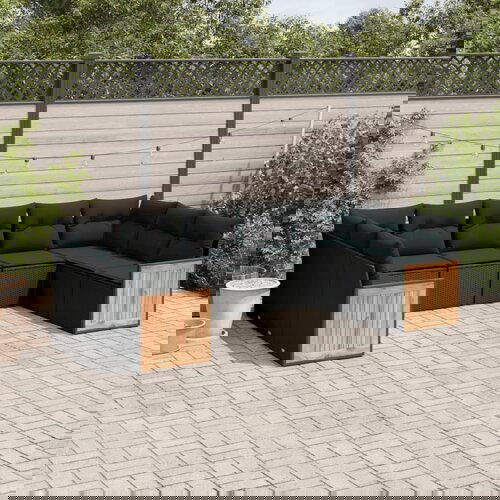 vidaXL 9-dijelni set vrtnih sofa s jastucima crni od poliratana Cijene