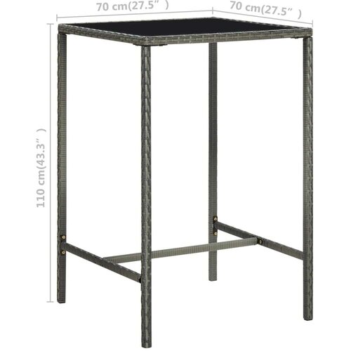  Vrtni barski stol sivi 70 x 70 x 110 cm od poliratana i stakla Slike