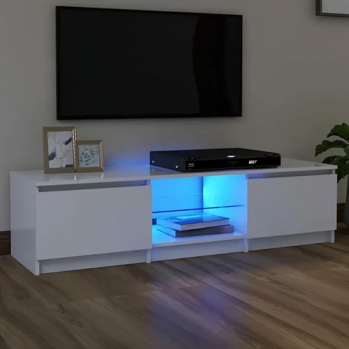 TV ormarić s LED svjetlima bijeli 140 x 40 x 35,5 cm