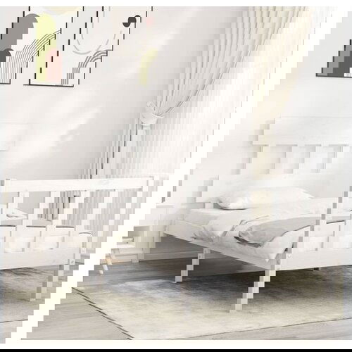 VidaXL Okvir za krevet s uzglavljem crni 100x200 cm od masivnog drva Slike