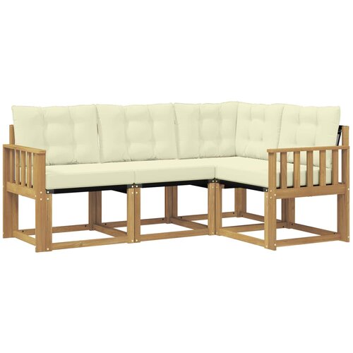 vidaXL Zunanja garnitura za sedenje z blazino 4 pcs Bela in krem, (5000280485) Cene