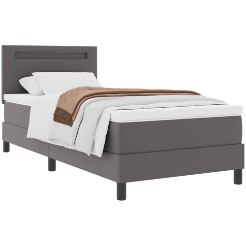 vidaXL Box spring krevet Siva 100 x 200 cm Umjetna koža - Siva 100 x 200 cm Jednostavan dizajn s LED Cijene