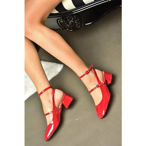 Fox Shoes P654137008 Red Margin Jane Patent Leather Low Heel Women's Shoes Maryjan