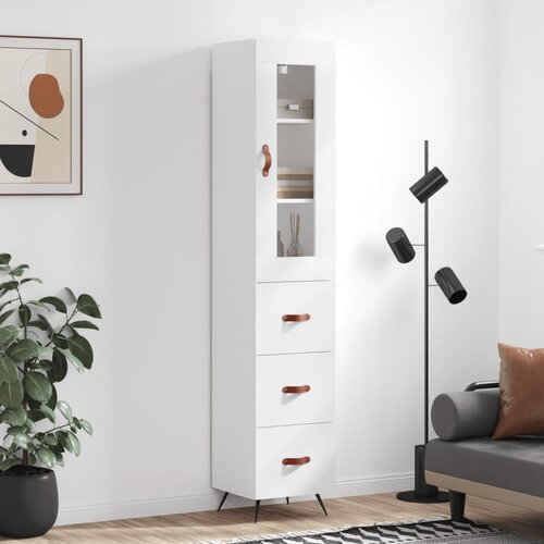 VidaXL Visoka omara bela 34,5x34x180 cm inženirski les Slike