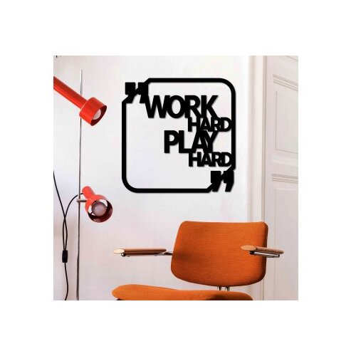Wallxpert Zidna dekoracija Work Hard Play Hard, 50x50cm, Crna Slike