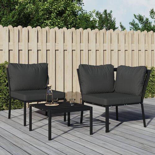The Living Store Vrtni stol s sivimi blazinami 76x76x79 cm jeklo - Vrtni Stol, (21462623) Slike