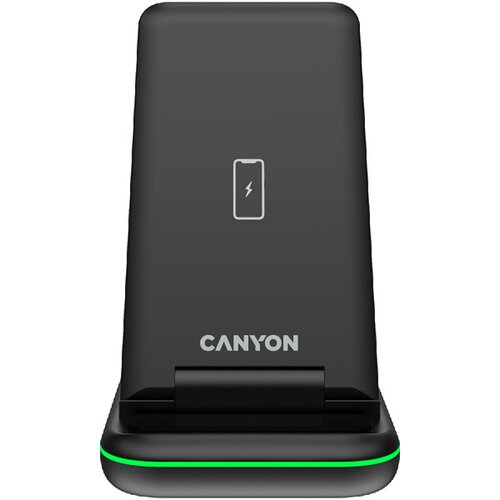 Canyon WS-304, Foldable 3in1 Wireless charger, with touch button for Running water light, Input 9V2A, 12V1.5AOutput 15W10W7.5W5W, Type c Cene