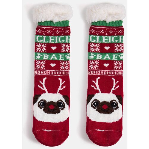 Gemre Red warm socks with Challi the Dog Slike