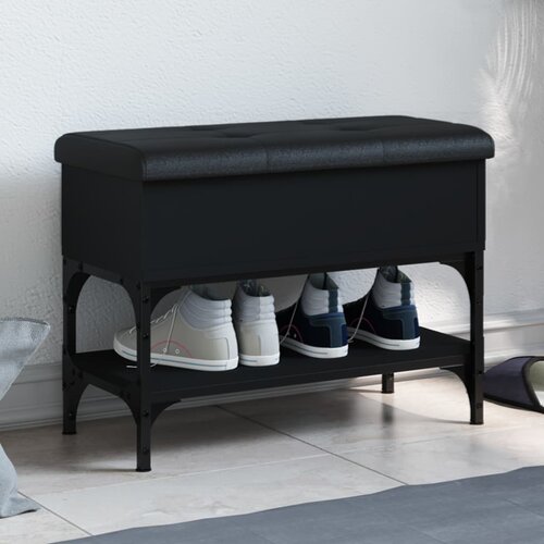  The Living Store Klop za čevlje črna 62x32x45 cm inženirski les - Klop Za Čevlje, (21453388) Slike