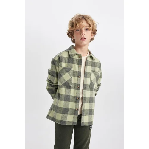 Defacto Boy's Checked Oversize Fit Flannel Long Sleeve Shirt