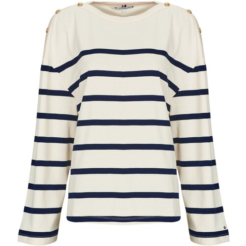 Tommy Hilfiger Majice z dolgimi rokavi LWK GOLD BUTTON BOAT-NK LS TEE Bela Slike