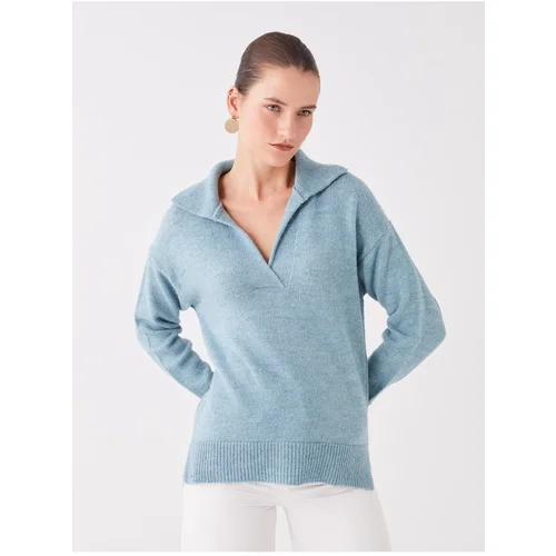 LC Waikiki Polo Neck Plain Long Sleeve Oversize Women's Knitwear Sweater