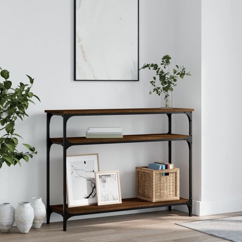 vidaXL Konzolna mizica rjav hrast 100x29x75 cm inženirski les Cene