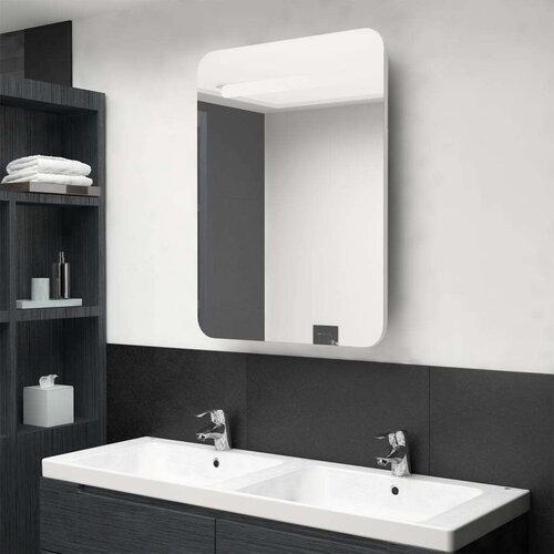 vidaXL led kopalniška omarica z ogledalom sijoče bela 60x11x80 cm Cene