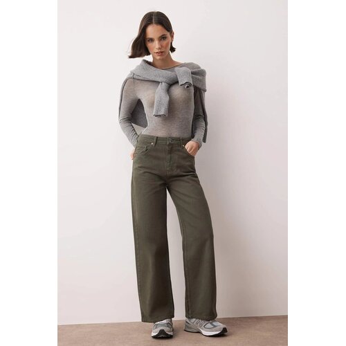 TRENDYOLMILLA ženski pantalone Twoaw26Je00190, maslinasta Cene