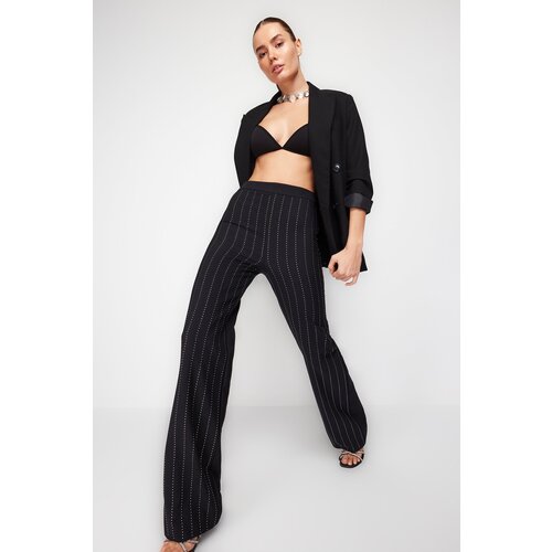 Trendyol Black Woven Shiny Stone Trousers Cijene