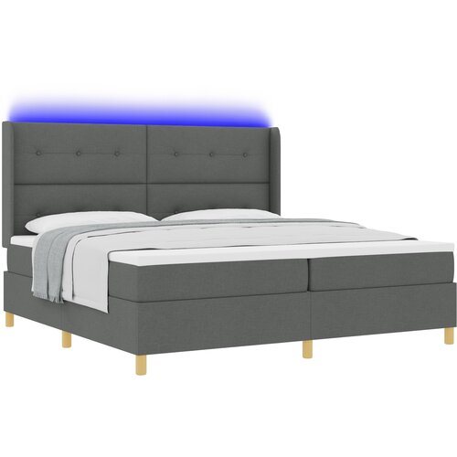 vidaXL Box Spring postelja z vzmetnico in LED temno siva 200x200 cm tkanina, (22049414) Cene