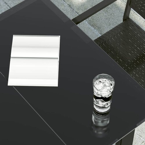  Vrtni blagovaonski stol crni 80 x 80 x 74 cm od čelika i stakla Slike