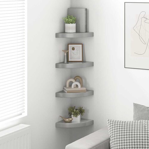  Plutajuće kutne police 4 kom sjajne sive 25 x 25 x 3,8 cm MDF Slike