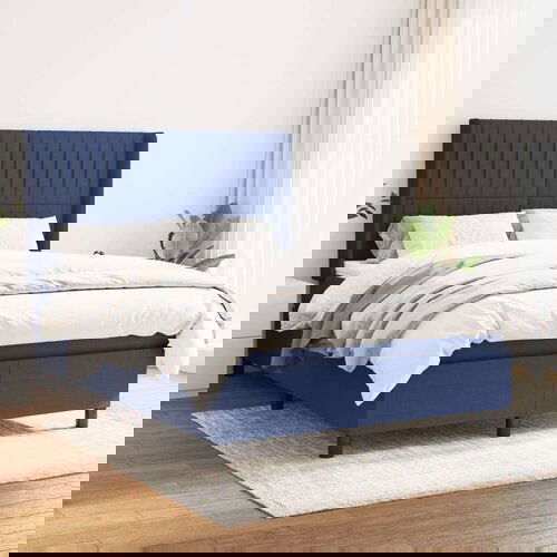 VidaXL Krevet s oprugama i madracem plavi 140 x 190 cm od tkanine Slike