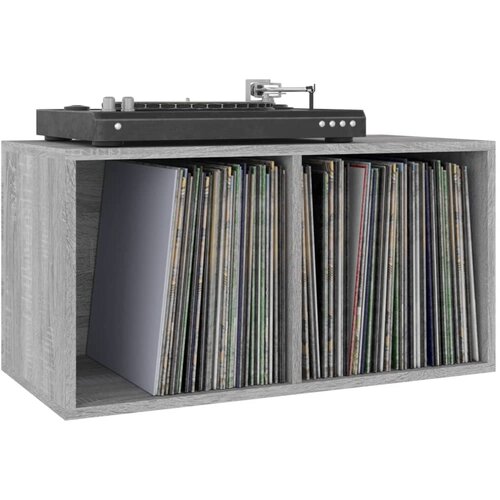  Kutija za pohranu vinilnih ploča siva 71 x 34 x 36 cm drvena Slike