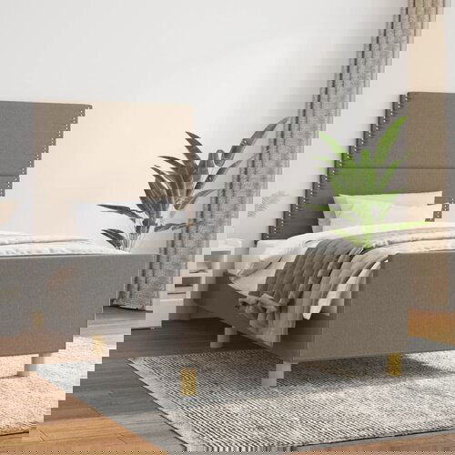 VidaXL Okvir za krevet s uzglavljem smeđesivi 100x200 cm od tkanine Slike