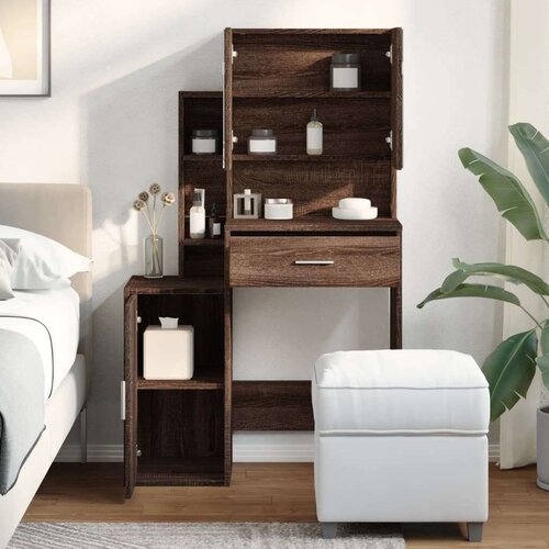 vidaXL Toaletni stolić s ormarićem smeđa boja hrasta 80x35x132 cm Cijene