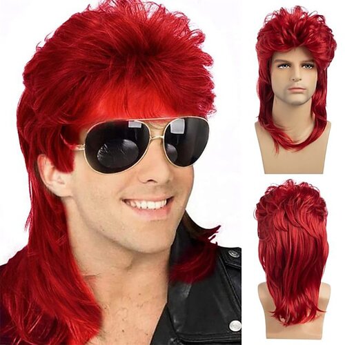 INF Mo&amp;scaron;ka lasulja Mullet, retro pričeska iz 80-ih Red, (21695472) Slike