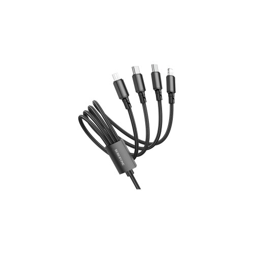  USB kabal BOROFONE BX72 za punjenje 4-in-1 charging cable, 1m, 2A, 2x Type-C, lightning, micro, black Cijene