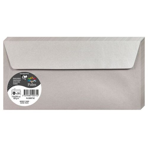Clairefontaine kuverte Pollen 110x220mm 120gr silver 1/20 Cene