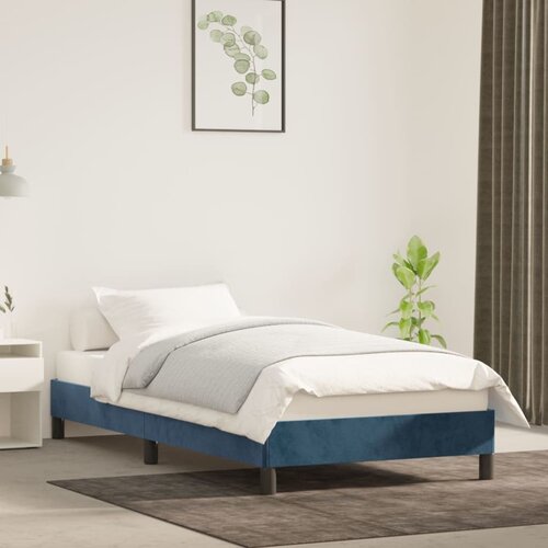 VidaXL Posteljni okvir temno moder 90x190 cm žamet Slike