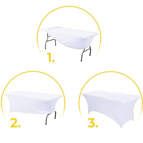 Multi Garden univerzalna navlaka za stol &amp;ndash; rastezljiva, 240 cm (8 ft), bijela Slike
