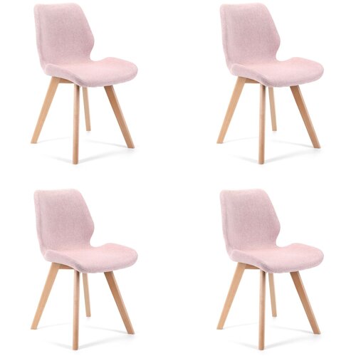 AKORD Sj.0159 Oblazinjeni Stoli Z Lesenimi Nogami, Komplet 4 Stolov, Rožnata, (5000333583) Slike