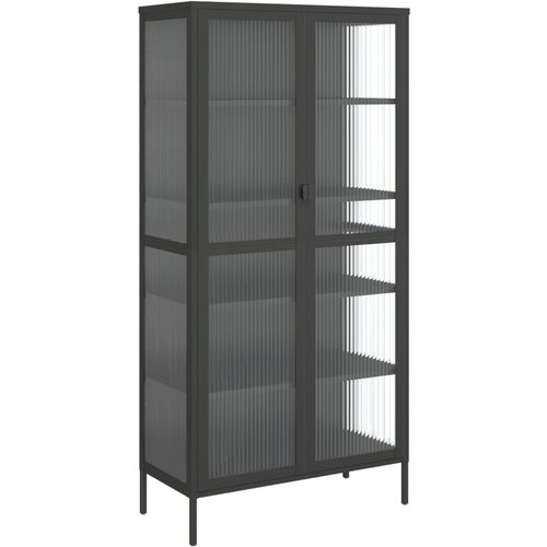 Maison Chic Visoka omara - Komoda - Predalnik črna 85x40x180 cm steklo in jeklo, (21718905) Cene