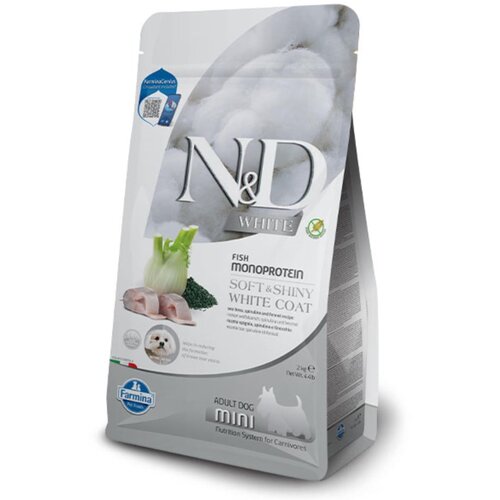 N&d Dog Adult Mini White brancin, spirulina in komarček 2 kg Cene