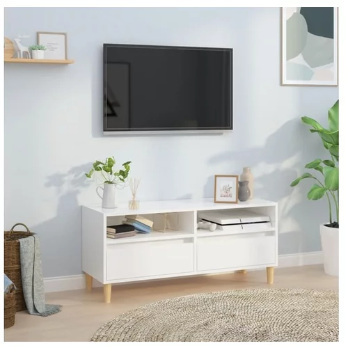  TV omarica visok sijaj bela 100x34,5x44,5 cm inženirski les