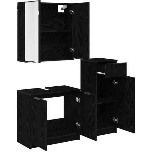  Set namje&amp;scaron;taja za kupaonicu 3 pcs Crni hrast Konstruirano drvo Slike