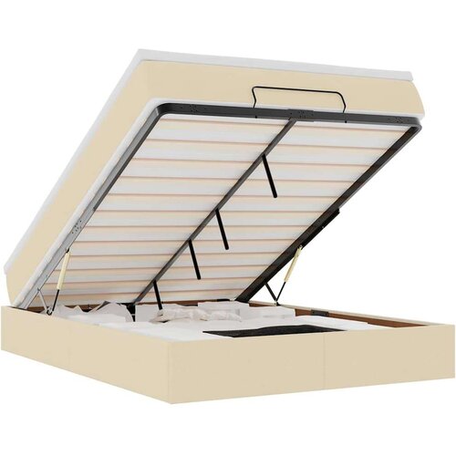 VidaXL otomanski okvir kreveta s madraca krem 140x200cm od tkanine Slike