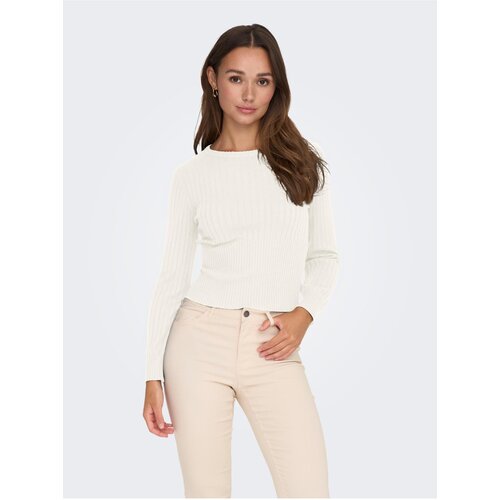 JDY White Women&amp;#039;s Ribbed Sweater Prime - Women Slike
