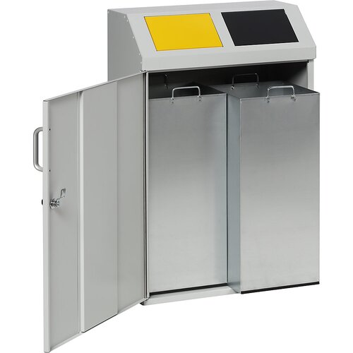 eurokraft pro Omara za zbiranje surovin, prostornina 2 x 50 l, svetlo siva RAL 7035 Cene