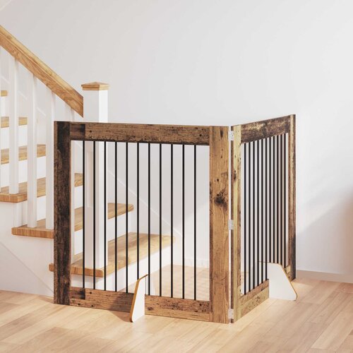  Vrata za pse s postoljem 2 pcs Staro drvo 100 x 100 cm Cene