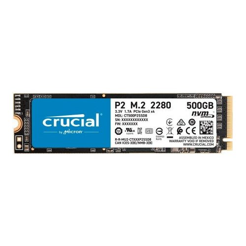 Crucial CT500P2SSD8 500GB SSDl P2 M.2 2280, PCIe Gen3 x4 ssd hard disk Slike