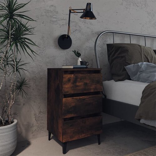 vidaXL noćni ormarići s metalnim nogama 2 kom boja hrasta 40x35x69 cm Cijene