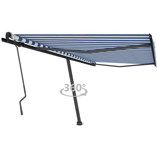 vidaXL prostostoječa ročno zložljiva tenda 450x300 cm modra/bela Cene