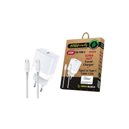 Max Mobile KUĆNI PUNJAČ 35W + TYPE C TO TYPE C KABEL Slike