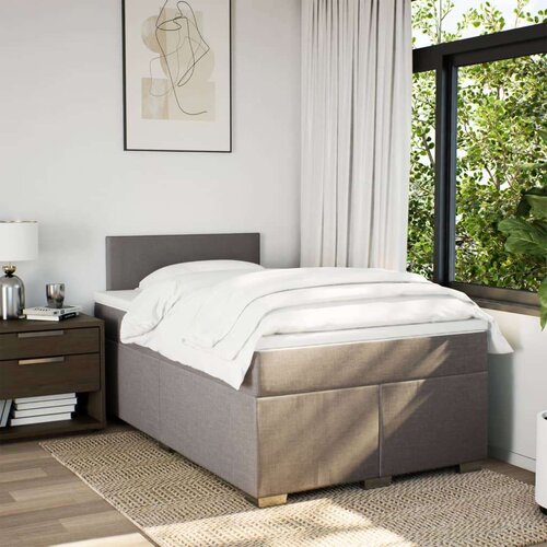 VidaXL Krevet s oprugama i madracem smeđesivi 120 x 190 cm od tkanine Slike