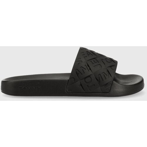 Tommy Jeans Natikači TJW WOVEN POOL SLIDE ženski, črna barva, EN0EN02223 Slike