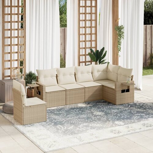 VidaXL 6-dijelni set vrtnih sofa s jastucima bež od poliratana Slike
